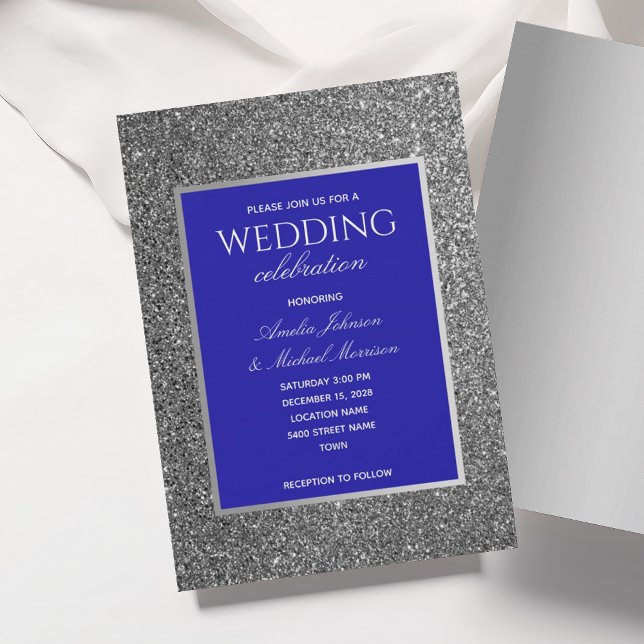Royal Blue und Silver Wedding Einladung (Von Creator hochgeladen)