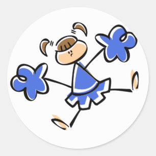 Royal Blue und White Cheerleader Runder Aufkleber