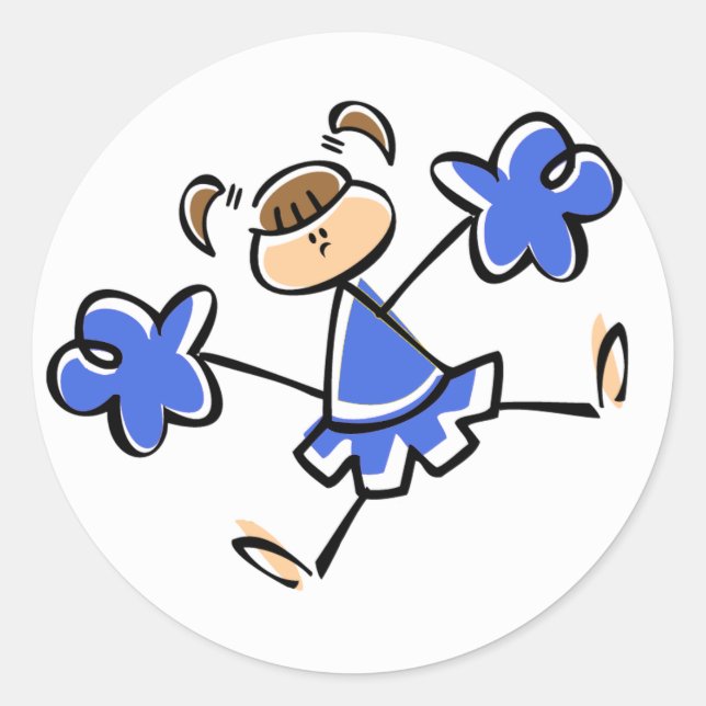 Royal Blue und White Cheerleader Runder Aufkleber (Vorderseite)