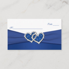 Royal Blue und White Joined Hearts Placecards Platzkarte