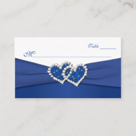 Royal Blue und White Joined Hearts Placecards Platzkarte