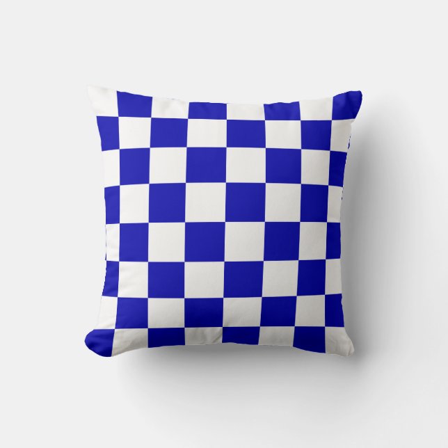 Royal Blue und White Karos Kissen (Vorderseite)