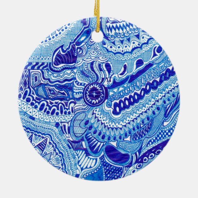 Royal Blue und White Ming Art Keramik Ornament (Hinten)