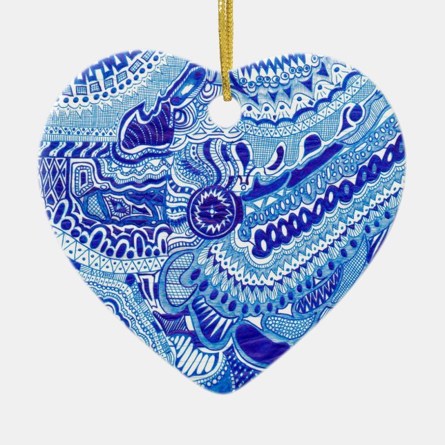 Royal Blue und White Ming Art Keramikornament (Vorne)
