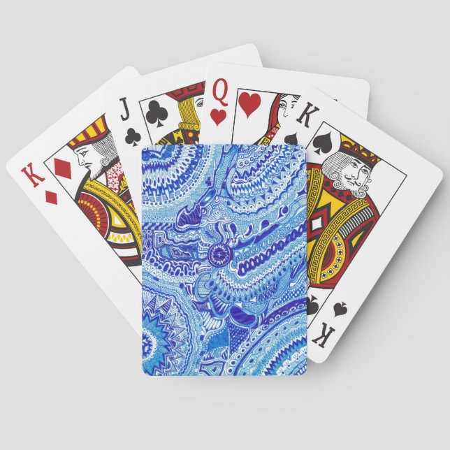 Royal Blue und White Ming Art Spielkarten (Rückseite)