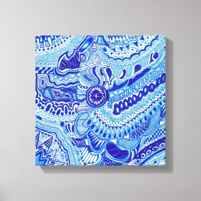 Royal Blue und White Ming im orientalischen Stil Leinwanddruck (Vorderseite)