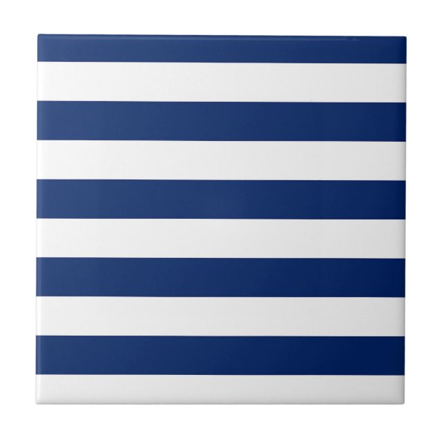 Royal Blue und White Stripes Fliese (Vorderseite)