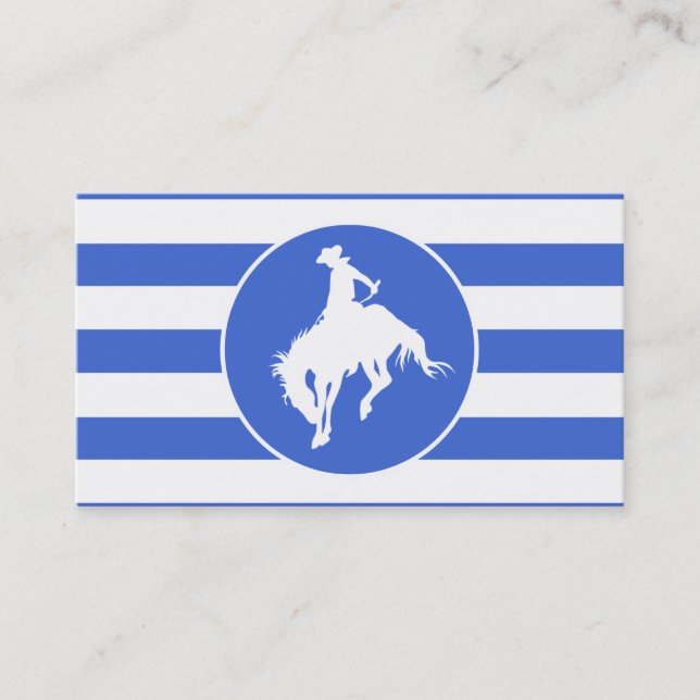 Royal Blue und White Stripes; Rodeo Cowboy Visitenkarte (Vorderseite)