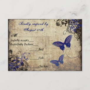 Royal Blue Vintag Butterfly UAWG RSVP Karte