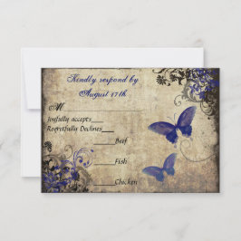Royal Blue Vintag Butterfly UAWG RSVP Karte