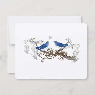 Royal Blue Vintag Lovebirds Wedding RSVP