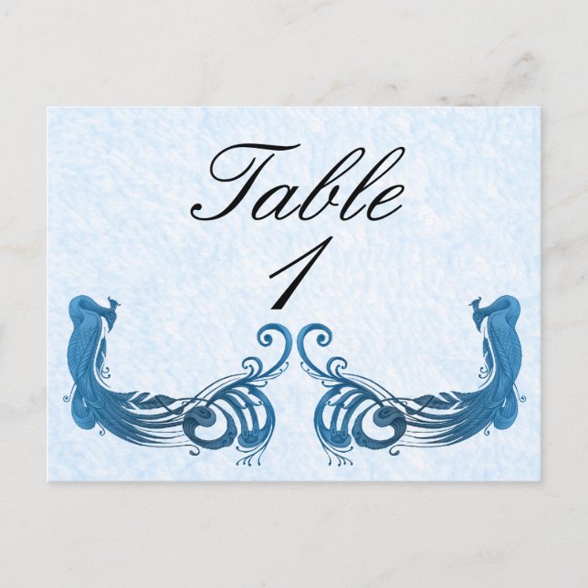 Royal Blue Vintag Peacock Tischnummer (Vorderseite)
