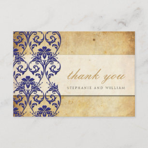 Royal Blue Vintag Swirl Wedding Dankeschön Card Dankeskarte