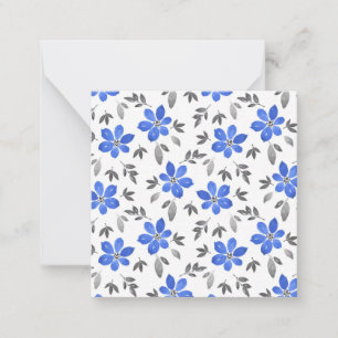 Royal Blue Watercolor Botanisches Muster Mitteilungskarte