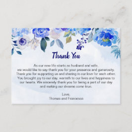 Royal Blue Watercolor Floral Danke Karte