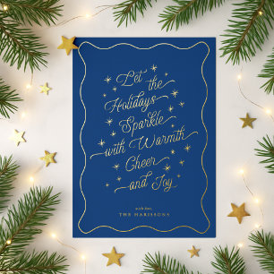 Royal Blue Wavy Border Sparkone Modern Holiday Car Folieneinladung