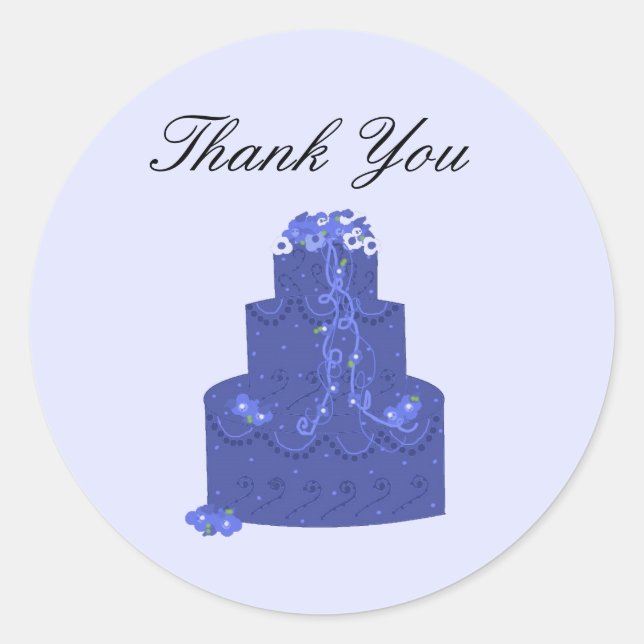 Royal Blue Wedding CakeVielen Dank Runder Aufkleber (Vorderseite)