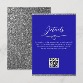 Royal Blue Wedding Details QR Code Begleitkarte