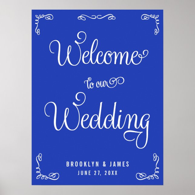 Royal Blue Wedding Empfang mit Wirbel Poster (Vorne)