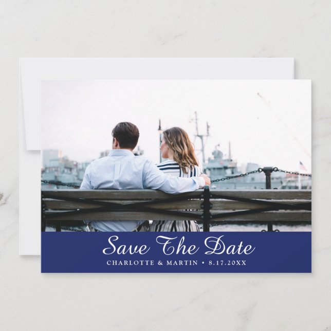 Royal Blue Wedding Foto speichert die Datumskarten Save The Date (Vorderseite)