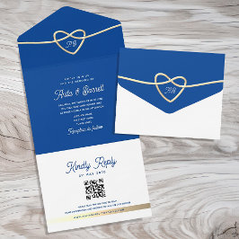 Royal Blue Wedding QR Code All In One Einladung