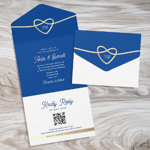 Royal Blue Wedding QR Code All In One Einladung
