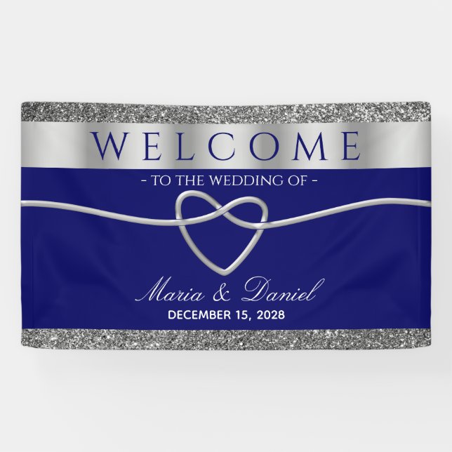 Royal Blue Wedding Willkommen Banner (Horizontal)
