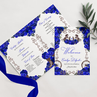 Royal Blue Western Charro Quinceñera Programm