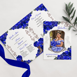 Royal Blue Western Charro Quinceñera Programm