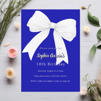 Royal Blue White Bug Birthday Einladung