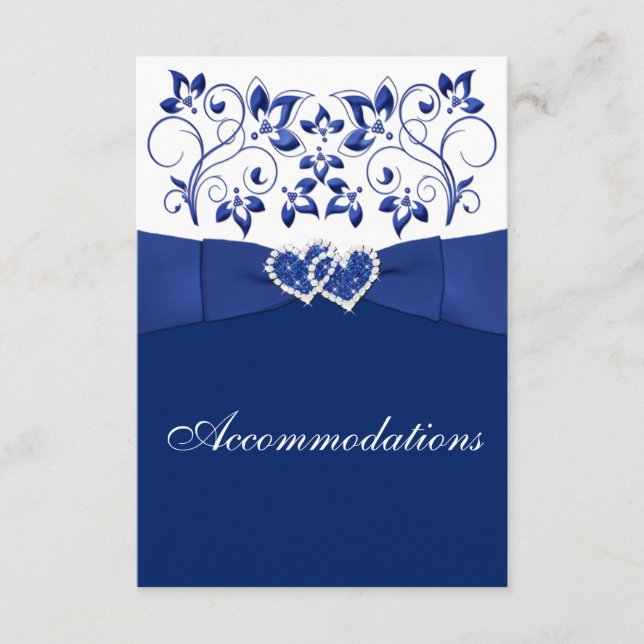 Royal Blue, White Floral, Herzverschlusskarte Begleitkarte (Vorderseite)