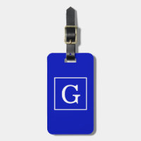 Royal Blue White Gerahmt Initial Monogram