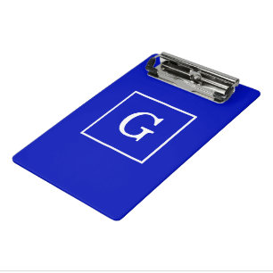 Royal Blue White Gerahmt Initial Monogram Mini Klemmbrett