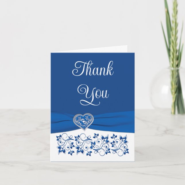 Royal Blue, White Heart of Liebe Dankeschön Card Einladung (Vorderseite)