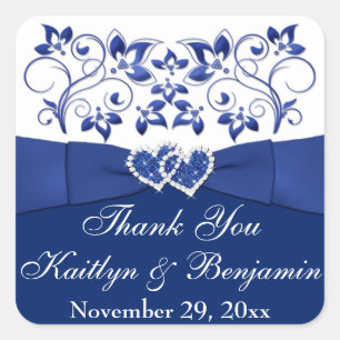 Royal Blue, White Joined Hearts Gefallen Sticker
