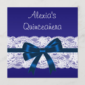 Royal Blue White Lace Quinceanera Einladung