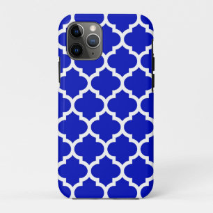 Royal Blue White marokkanische Quatrefolienmuster  Case-Mate iPhone Hülle
