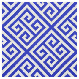 Royal Blue, White Med, griechischer Key Diag T Mus Stoff