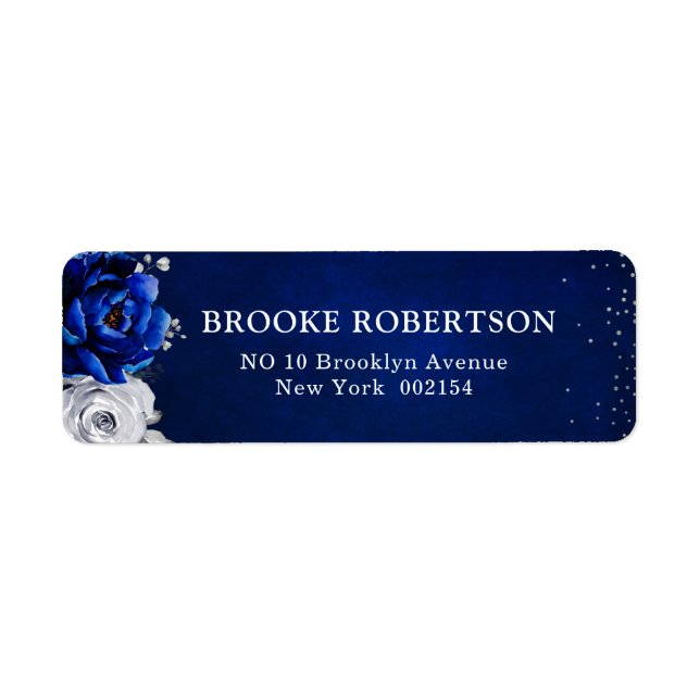 Royal Blue White Metallic Floral Wedding La (Vorne)