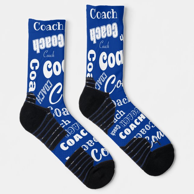 Royal Blue White Personalisiert Coach Geschenk Nam Socken (Rechts)