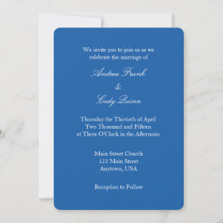Royal Blue White Plain Simple Faire-part de mariag