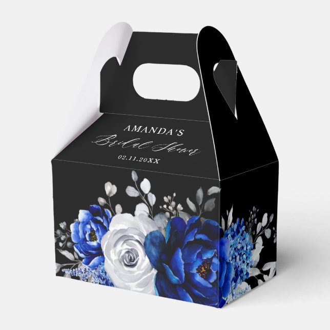 Royal Blue White Silver Metallic Brautparty Fav Geschenkschachtel (Rückseite)