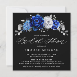 Royal Blue White Silver Metallic Brautparty Inv Einladung