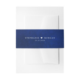 Royal Blue White Silver Metallic Wedding in Einladungsbanderole