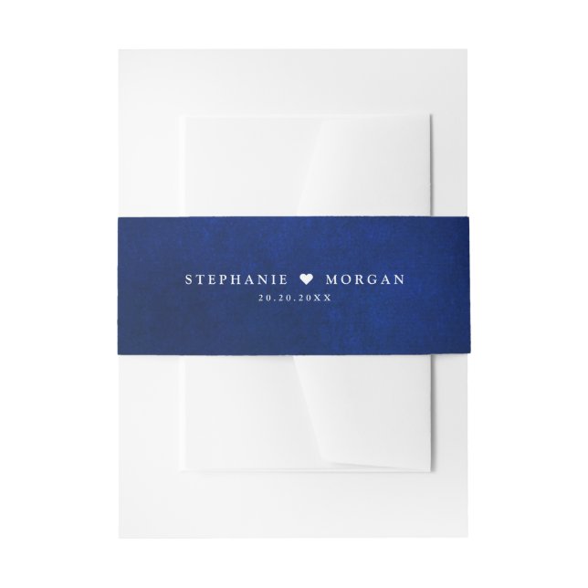 Royal Blue White Silver Metallic Wedding in Einladungsbanderole (Vorderseite Beispiel)
