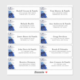 Royal Blue White Silver Wedding Guest Address Stic Aufkleber