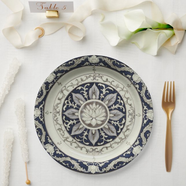 Royal Blue Wildblume Floral Keramik Wedding Pappteller (Hochzeit)