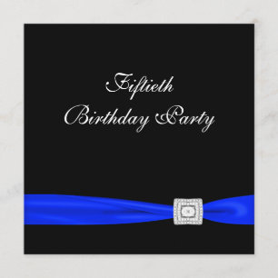 Royal Blue Womans Classy Black 50. Geburtstagspart Einladung