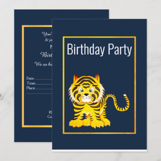 ROYAL BLUE YELLOW BIRTHDAY PARTY EINLADUNG