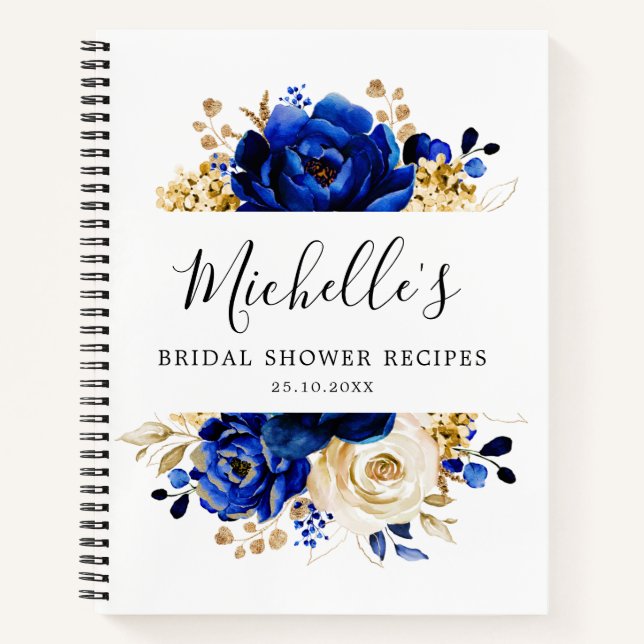 Royal Blue Yellow Gold Brautparty Notizbuch (Vorderseite)
